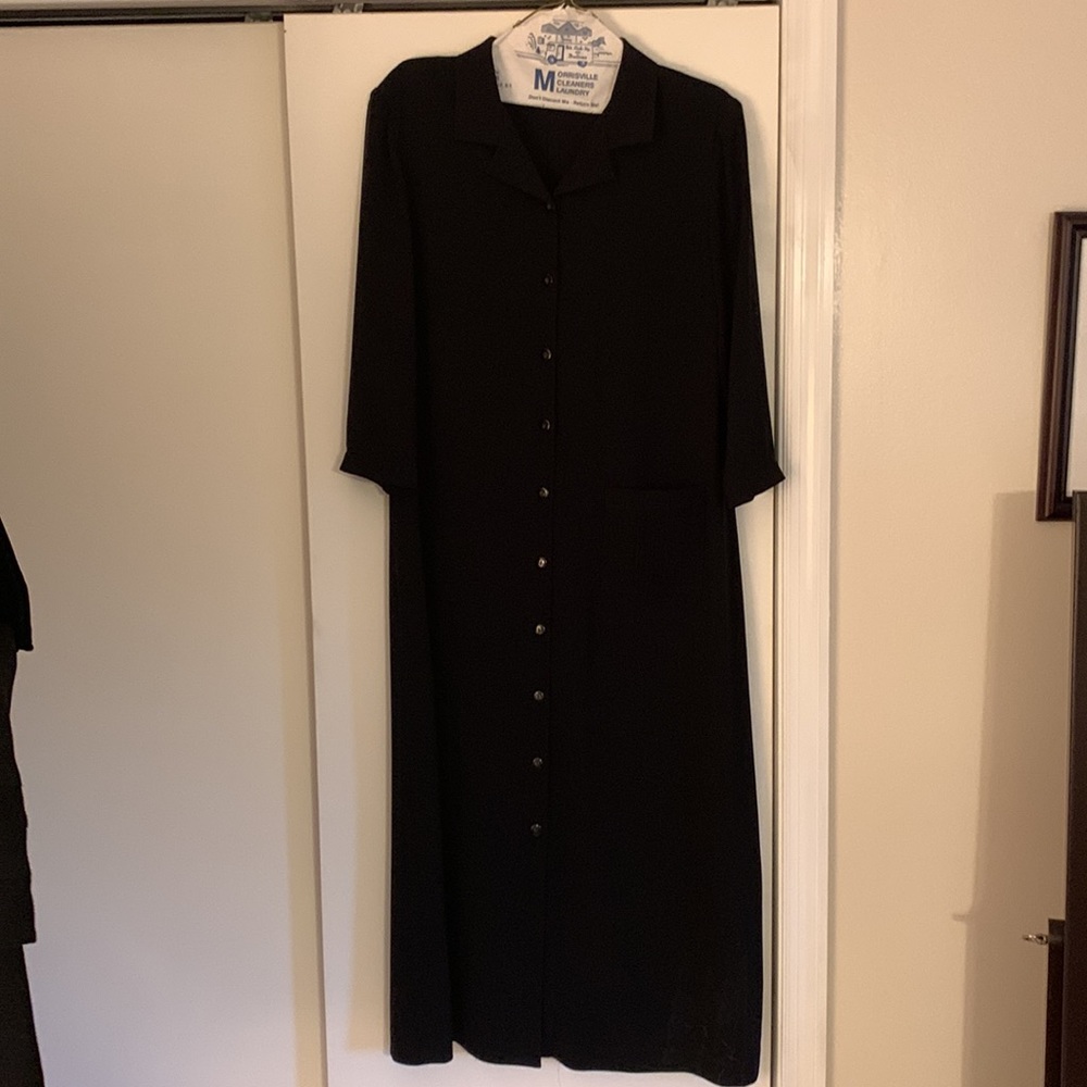 Full length, black, Talbots button up dress. Size 14